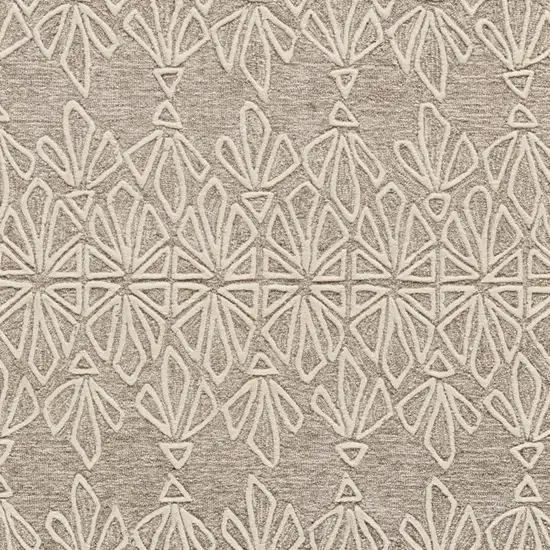 Tan And Ivory Wool Geometric Tufted Handmade Stain Resistant Area Rug Photo 3
