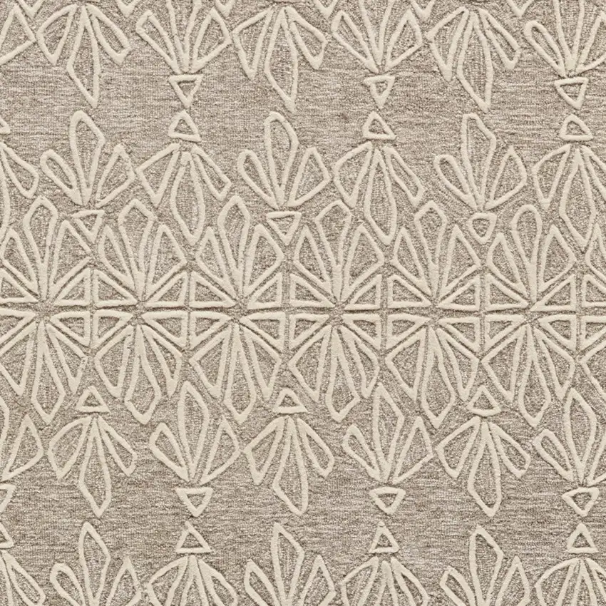 Tan And Ivory Wool Geometric Tufted Handmade Stain Resistant Area Rug Photo 3