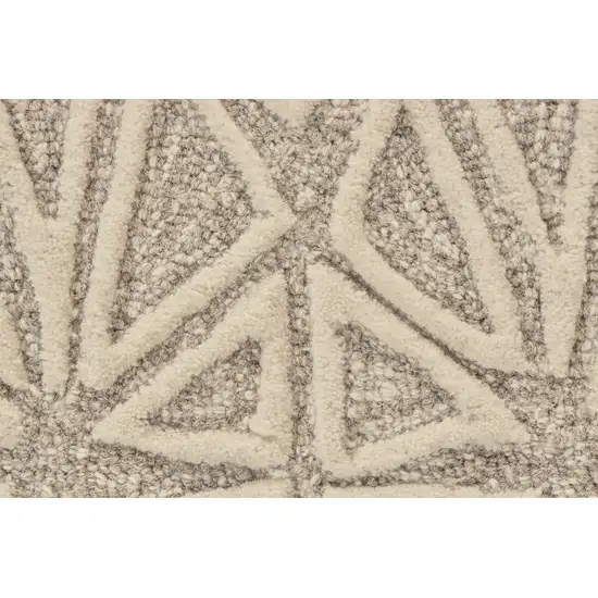 Tan And Ivory Wool Geometric Tufted Handmade Stain Resistant Area Rug Photo 3