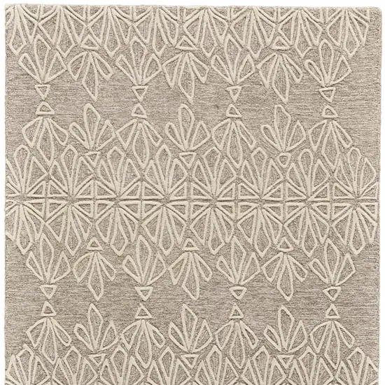 Tan And Ivory Wool Geometric Tufted Handmade Stain Resistant Area Rug Photo 4