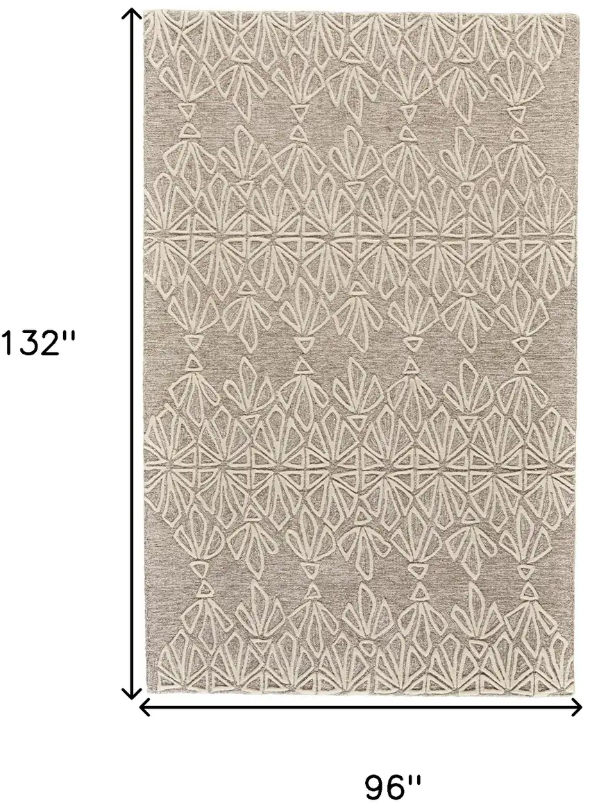 Tan And Ivory Wool Geometric Tufted Handmade Stain Resistant Area Rug Photo 6
