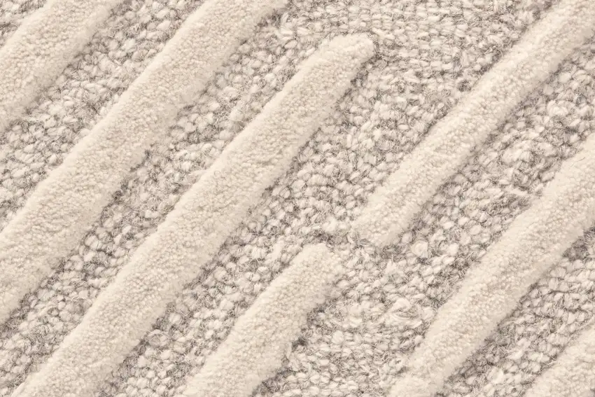 Tan And Ivory Wool Geometric Tufted Handmade Stain Resistant Area Rug Photo 5