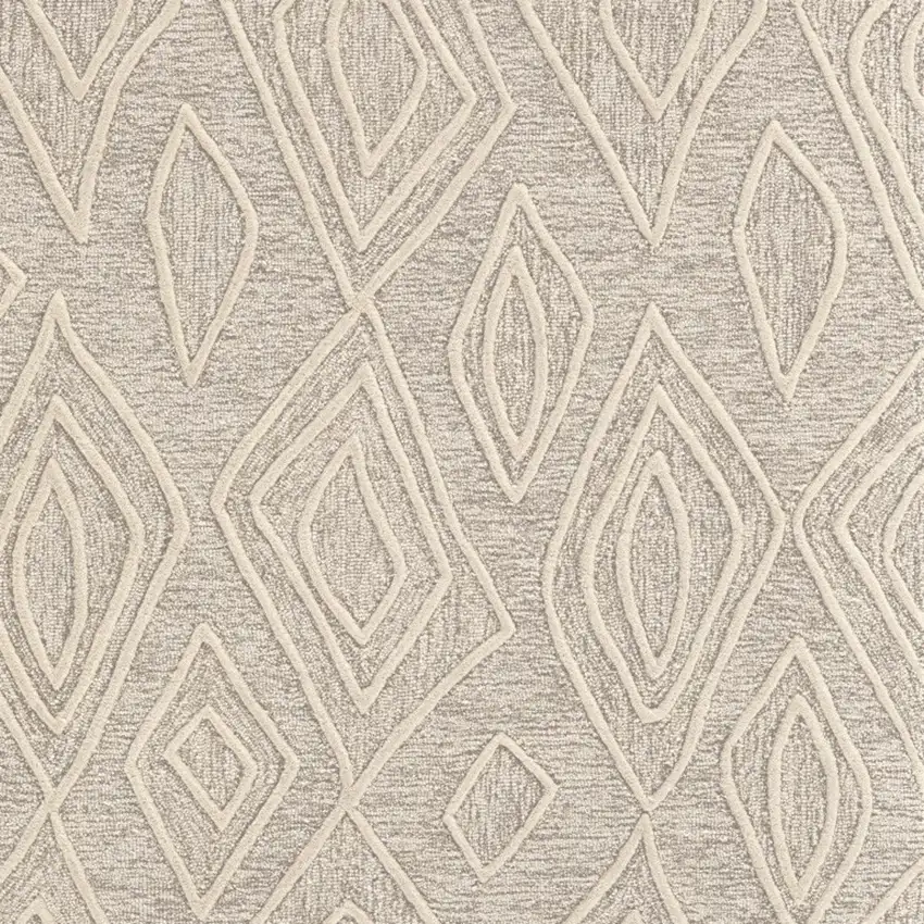 Tan And Ivory Wool Geometric Tufted Handmade Stain Resistant Area Rug Photo 3