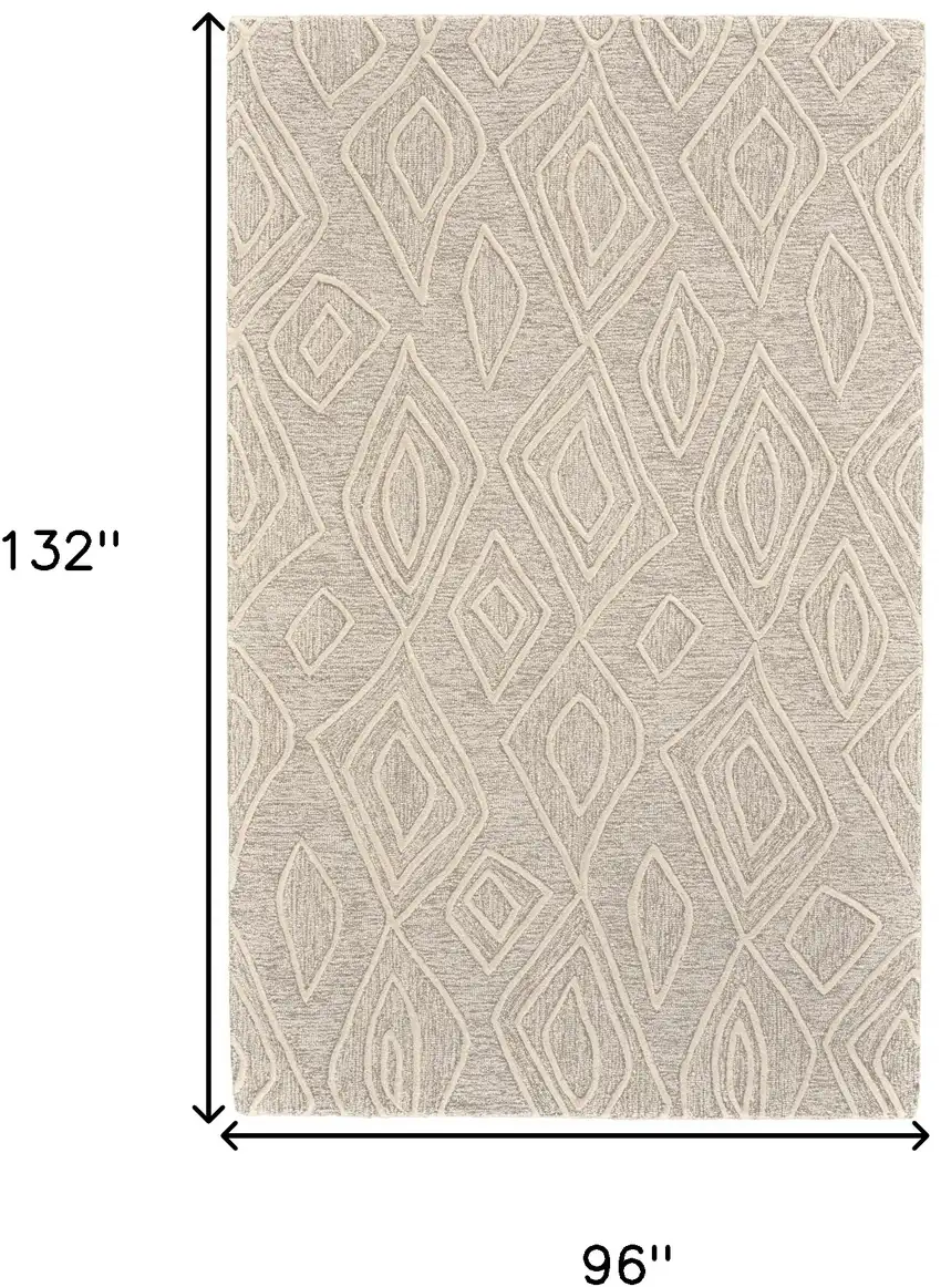 Tan And Ivory Wool Geometric Tufted Handmade Stain Resistant Area Rug Photo 7