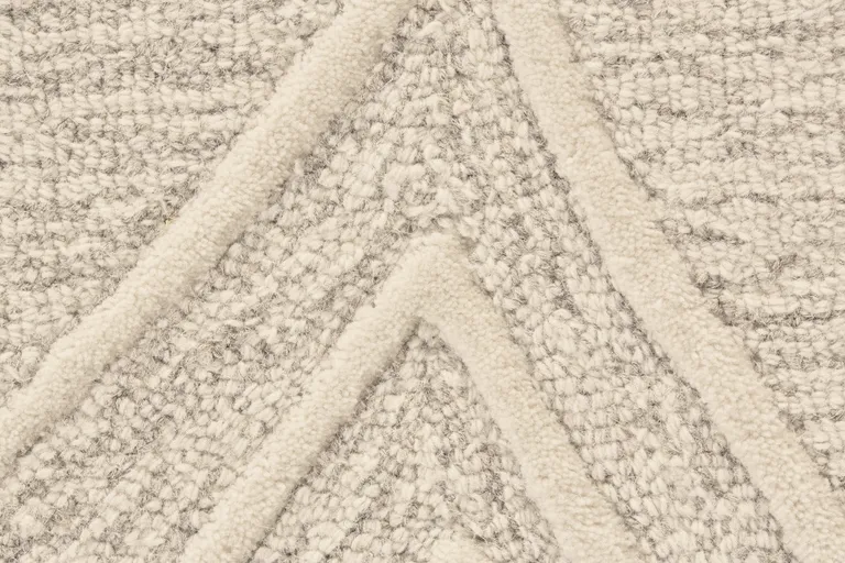 Tan And Ivory Wool Geometric Tufted Handmade Stain Resistant Area Rug Photo 5