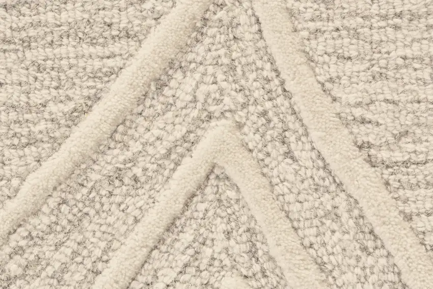 Tan And Ivory Wool Geometric Tufted Handmade Stain Resistant Area Rug Photo 6