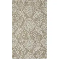 Photo of Tan And Ivory Wool Paisley Tufted Handmade Stain Resistant Area Rug