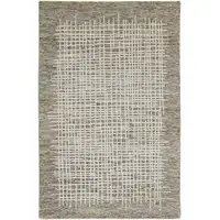 Photo of Tan And Ivory Wool Plaid Tufted Handmade Stain Resistant Area Rug
