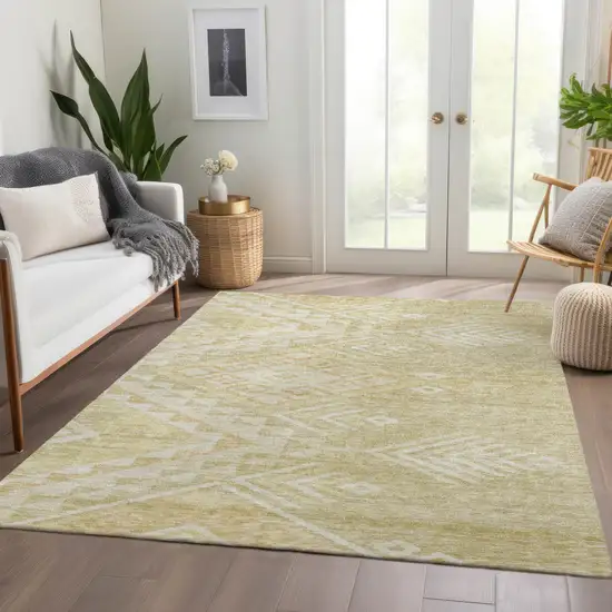 Tan And Light Brown Southwestern Washable Indoor Outdoor Area Rug Photo 9