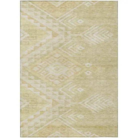 Tan And Light Brown Southwestern Washable Indoor Outdoor Area Rug Photo 2