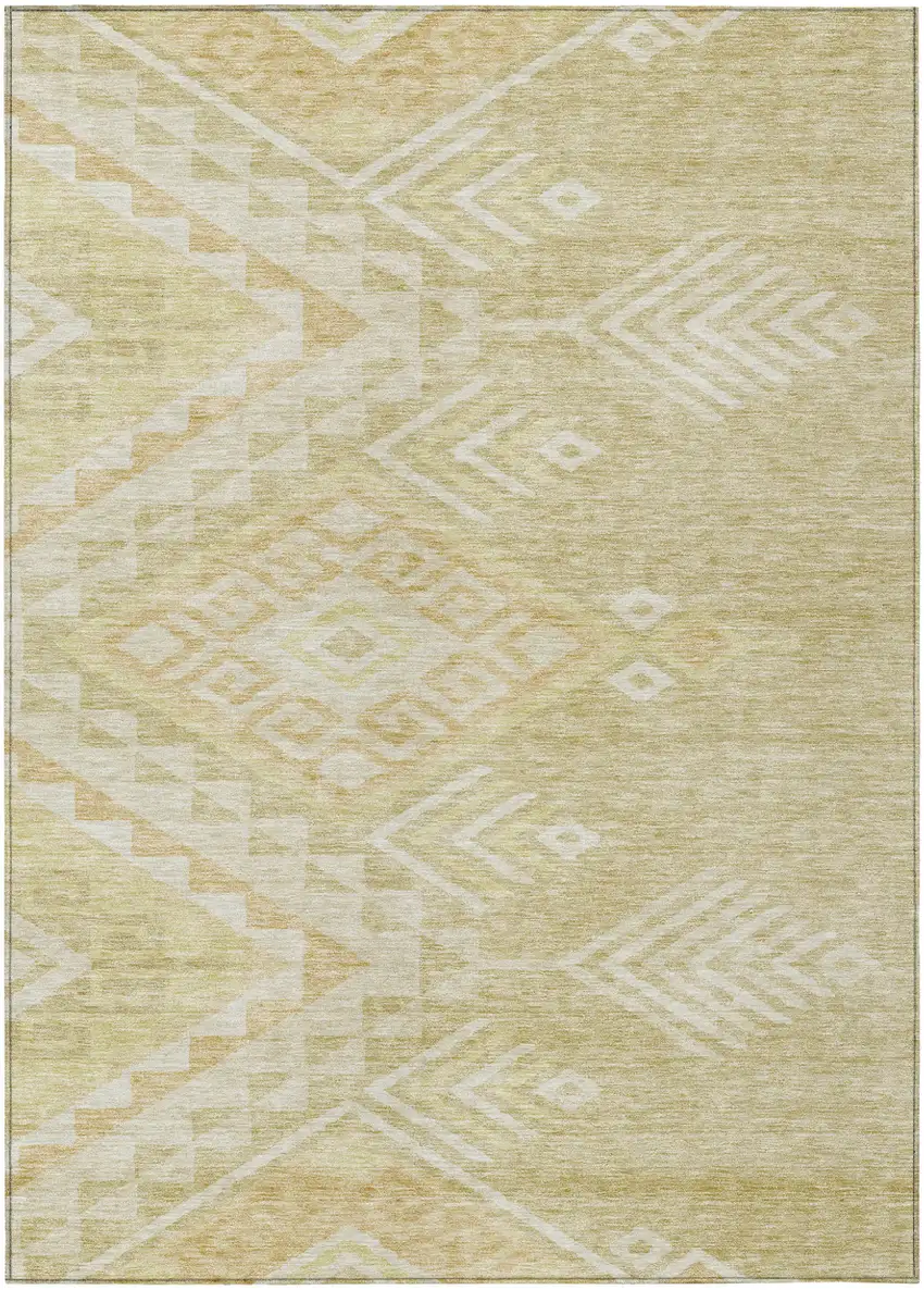 Tan And Light Brown Southwestern Washable Indoor Outdoor Area Rug Photo 2
