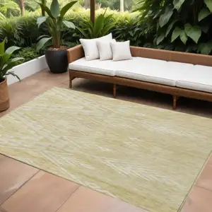 Photo of Tan And Light Brown Southwestern Washable Indoor Outdoor Area Rug