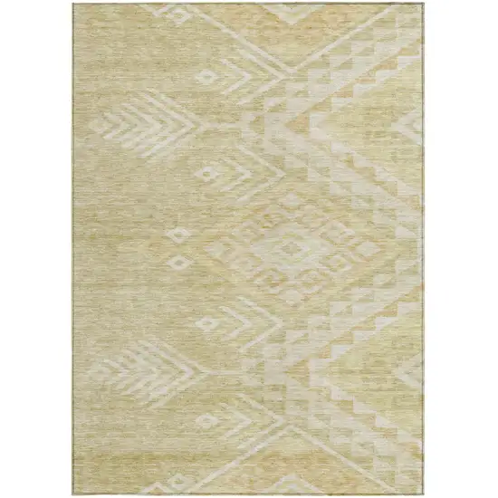 Tan And Light Brown Southwestern Washable Indoor Outdoor Area Rug Photo 6