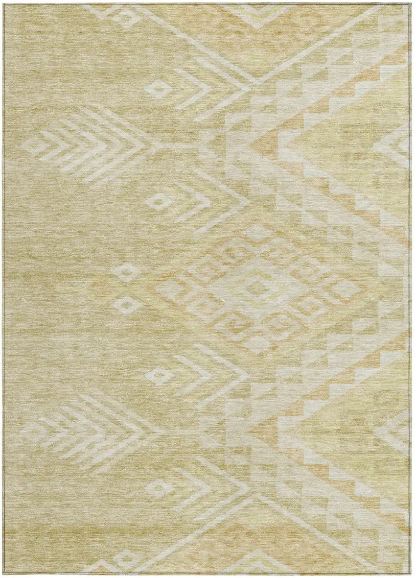 Tan And Light Brown Southwestern Washable Indoor Outdoor Area Rug Photo 6
