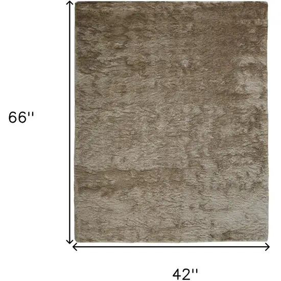 Tan And Taupe Shag Tufted Handmade Area Rug Photo 3