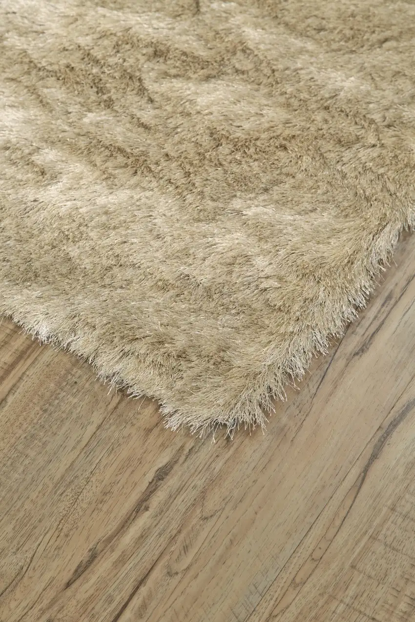 Tan And Taupe Shag Tufted Handmade Area Rug Photo 5