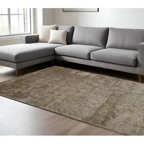 Tan And Taupe Shag Tufted Handmade Area Rug Photo 1