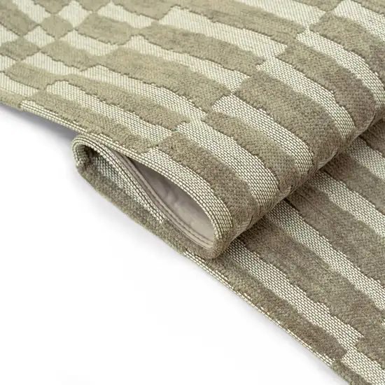 Tan And White Abstract Washable Area Rug With UV Protection Photo 6