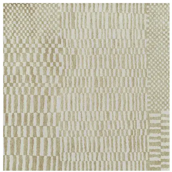 Tan And White Abstract Washable Area Rug With UV Protection Photo 3