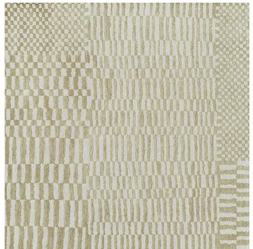 Tan And White Abstract Washable Area Rug With UV Protection Photo 3