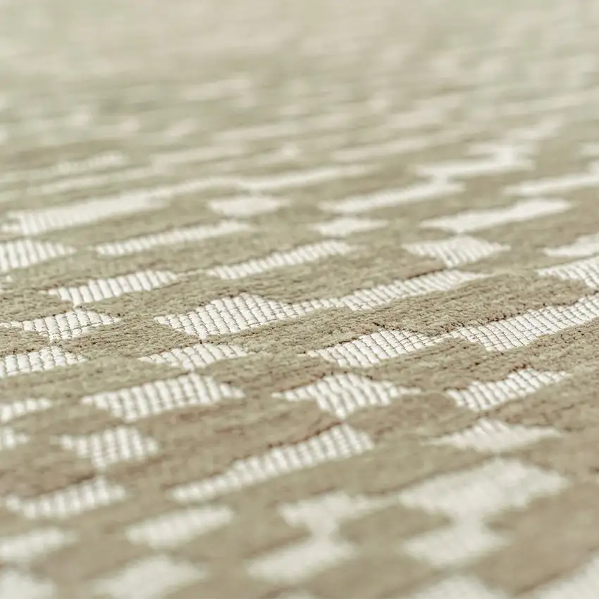 Tan And White Abstract Washable Area Rug With UV Protection Photo 9
