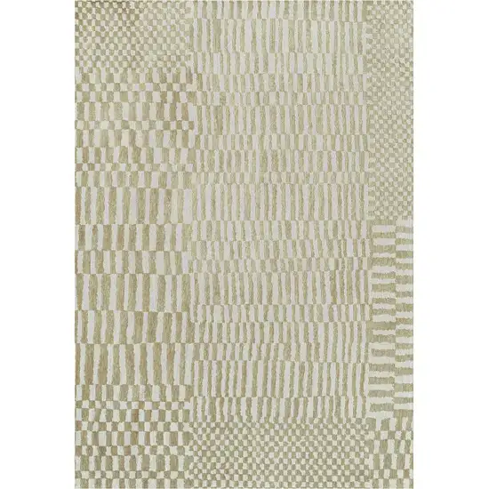 Tan And White Abstract Washable Area Rug With UV Protection Photo 1