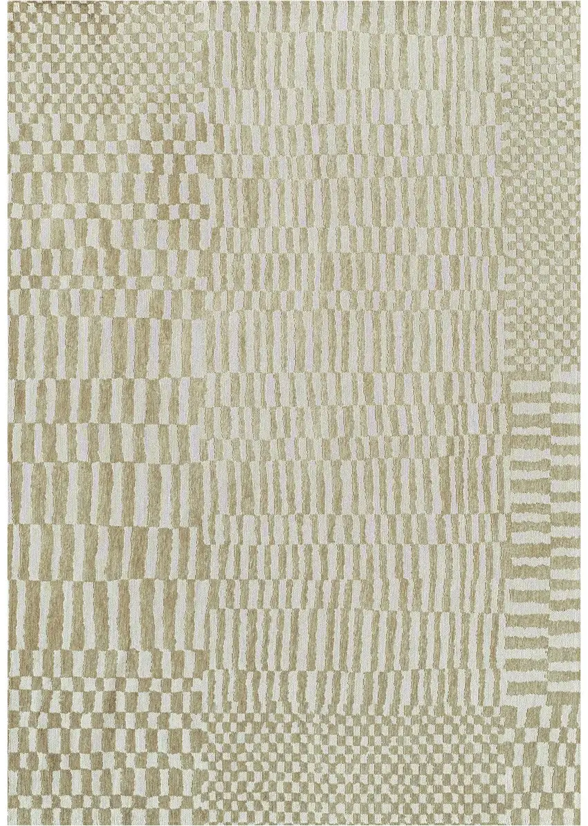 Tan And White Abstract Washable Area Rug With UV Protection Photo 1