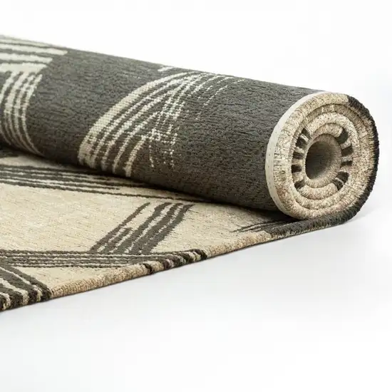 Tan And White Abstract Washable Area Rug With UV Protection Photo 7