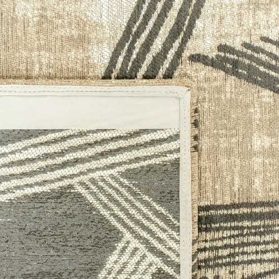 Tan And White Abstract Washable Area Rug With UV Protection Photo 3