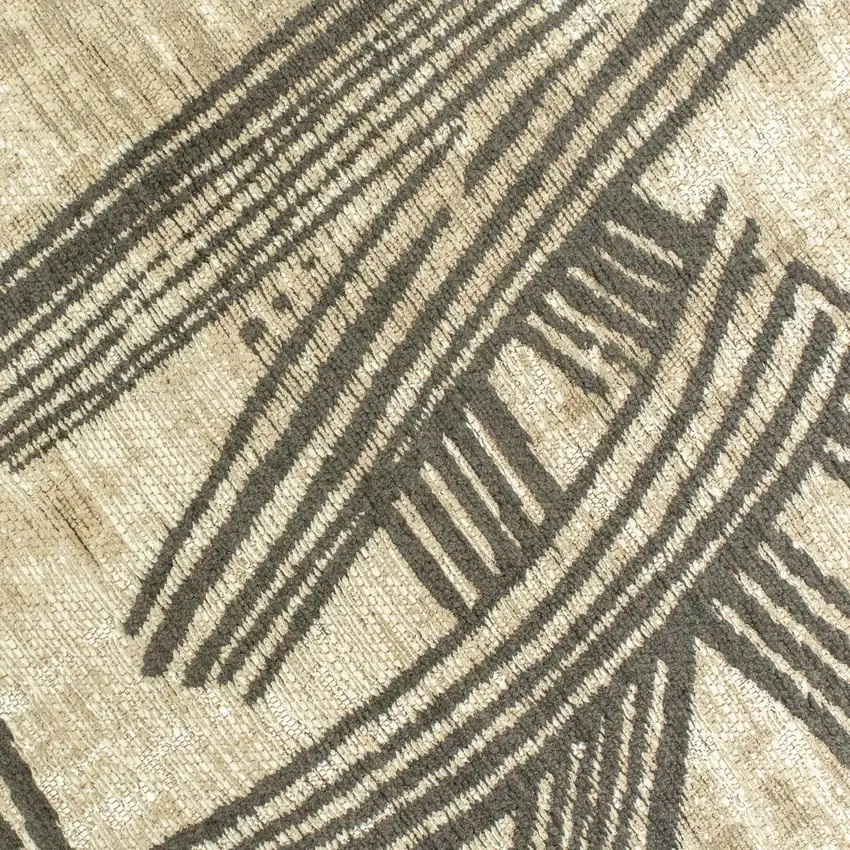 Tan And White Abstract Washable Area Rug With UV Protection Photo 9