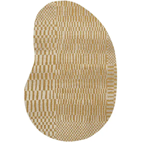 Tan And White Abstract Washable Area Rug With UV Protection Photo 3