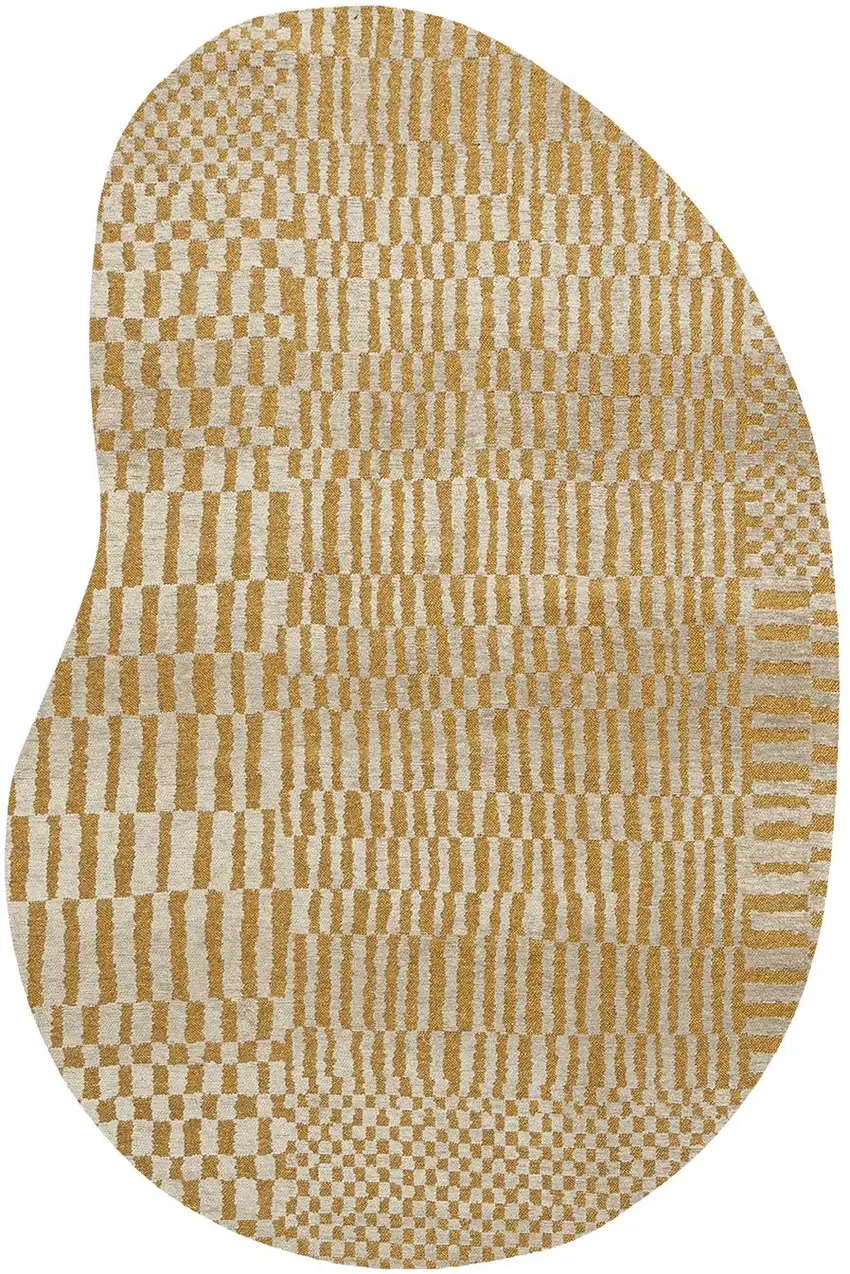 Tan And White Abstract Washable Area Rug With UV Protection Photo 3