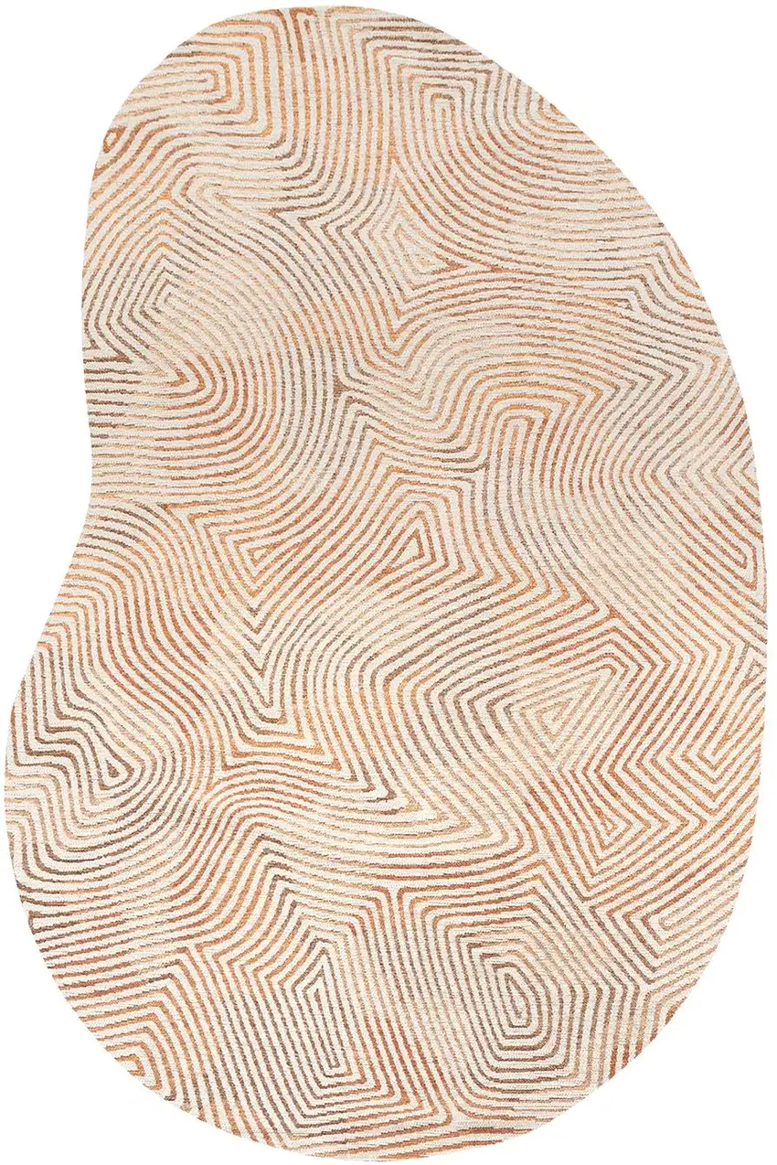 Tan And White Abstract Washable Area Rug With UV Protection Photo 3
