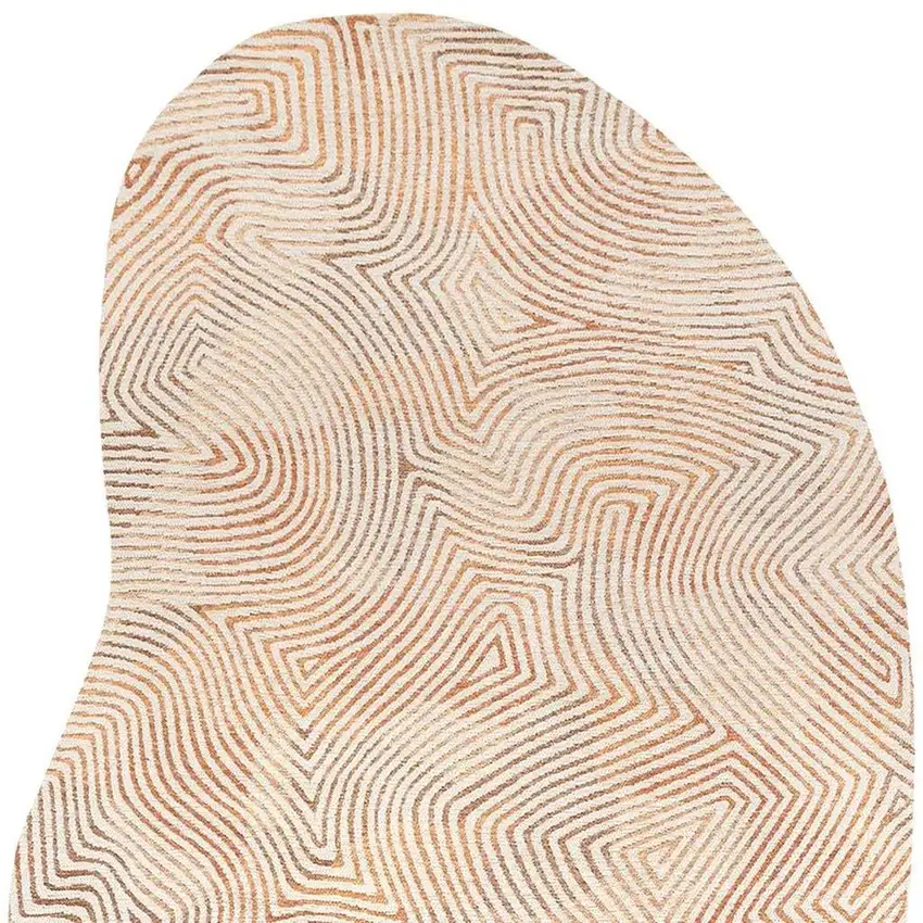 Tan And White Abstract Washable Area Rug With UV Protection Photo 4