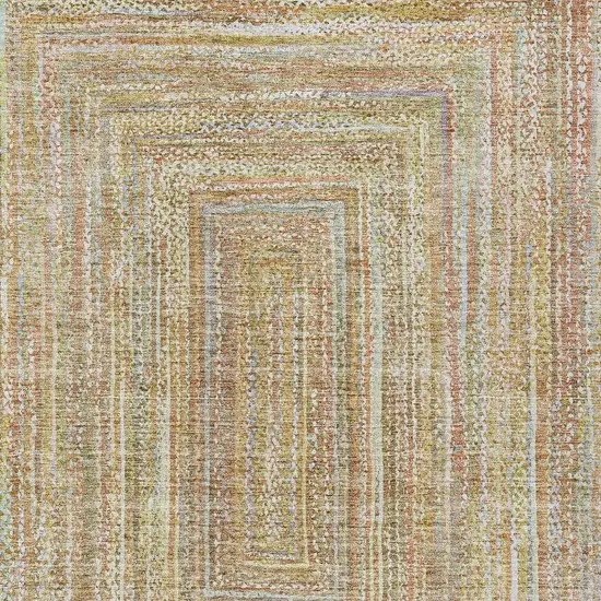 Tan Beige And Gold Geometric Washable Indoor Outdoor Area Rug Photo 5
