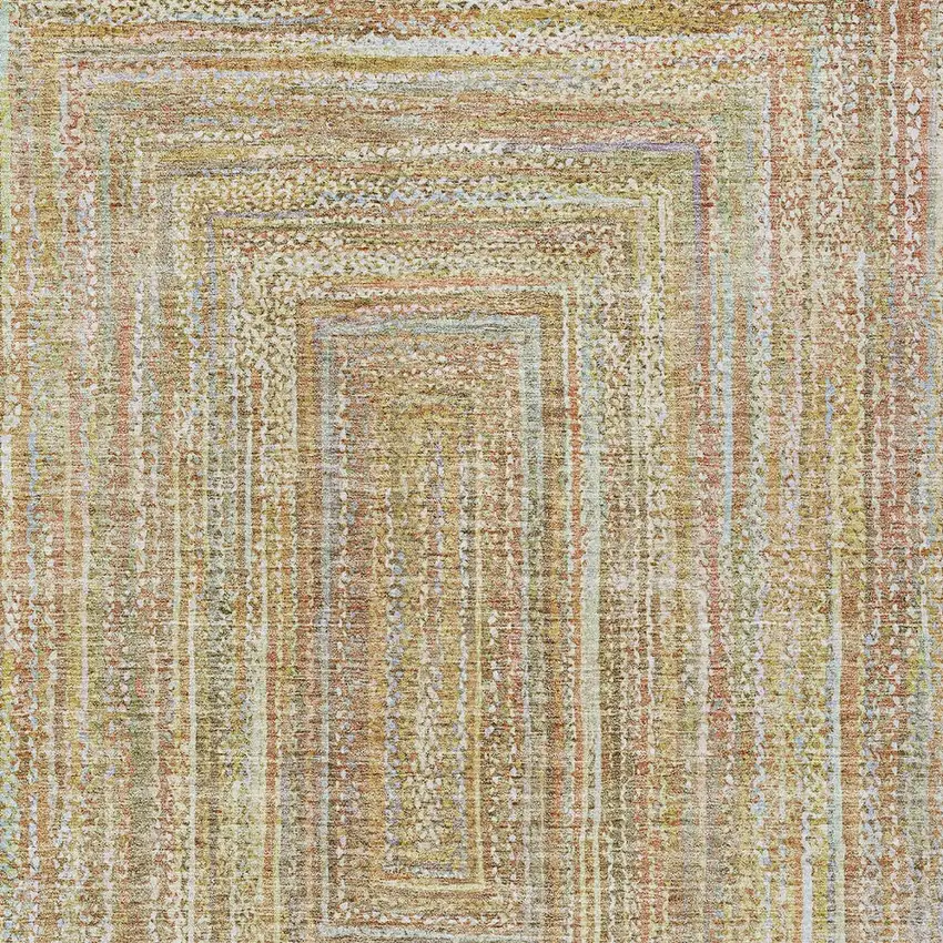 Tan Beige And Gold Geometric Washable Indoor Outdoor Area Rug Photo 5