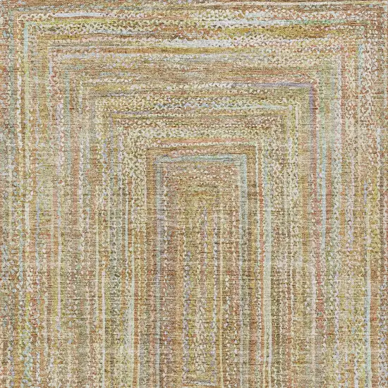 Tan Beige And Gold Geometric Washable Indoor Outdoor Area Rug Photo 5