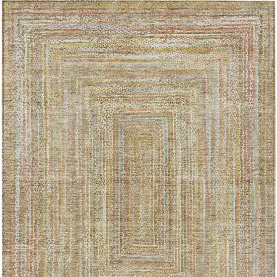 Tan Beige And Gold Geometric Washable Indoor Outdoor Area Rug Photo 6