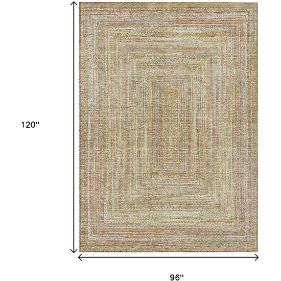 Tan Beige And Gold Geometric Washable Indoor Outdoor Area Rug Photo 8