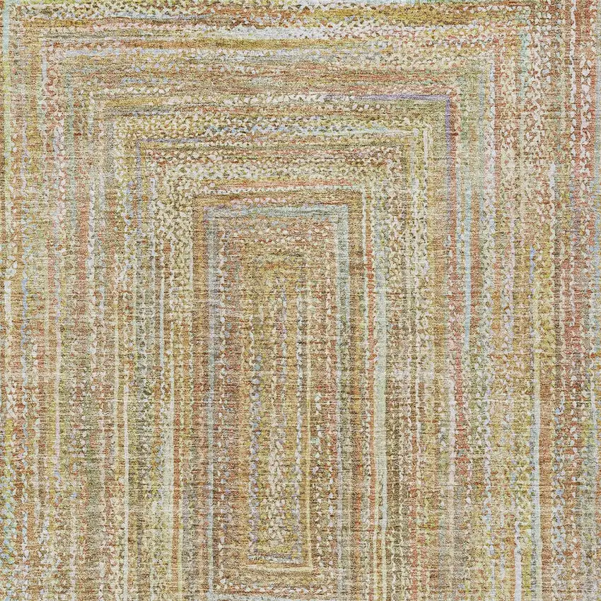 Tan Beige And Gold Geometric Washable Indoor Outdoor Area Rug Photo 5