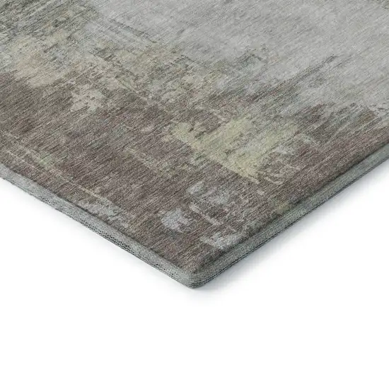 Tan Beige And Gray Abstract Washable Area Rug With UV Protection Photo 9