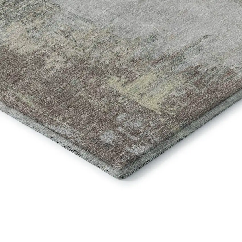 Tan Beige And Gray Abstract Washable Area Rug With UV Protection Photo 9