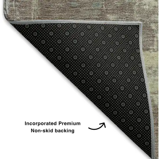 Tan Beige And Gray Abstract Washable Area Rug With UV Protection Photo 8