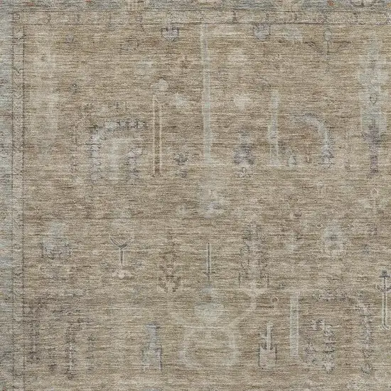 Tan Beige And Gray Oriental Washable Area Rug With UV Protection Photo 2