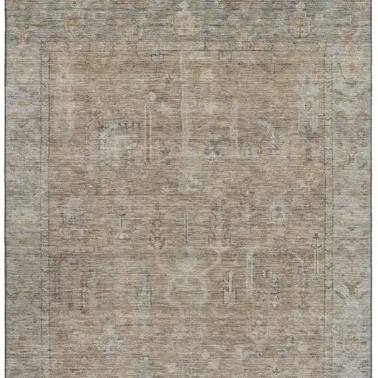 Tan Beige And Gray Oriental Washable Area Rug With UV Protection Photo 2