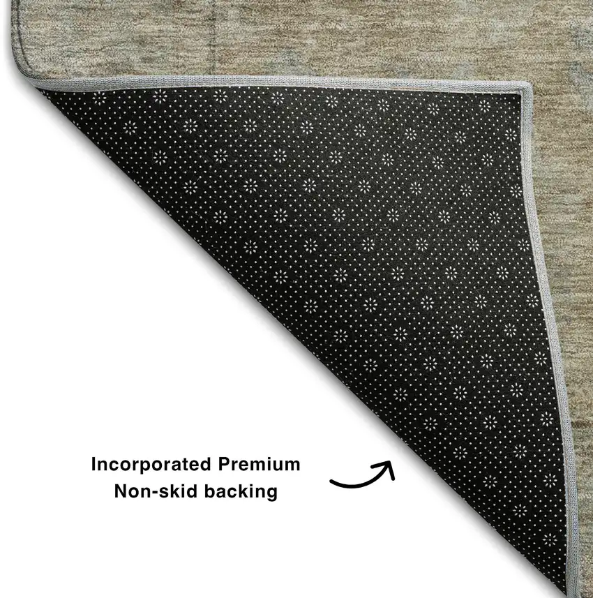 Tan Beige And Gray Oriental Washable Area Rug With UV Protection Photo 6