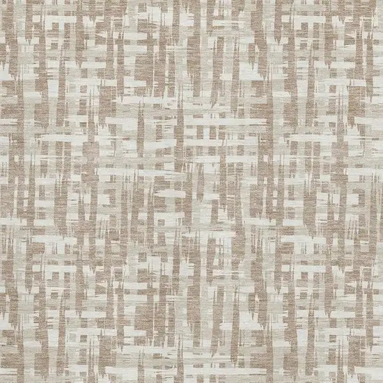 Tan Beige And Ivory Abstract Geometric Washable Area Rug With UV Protection Photo 2