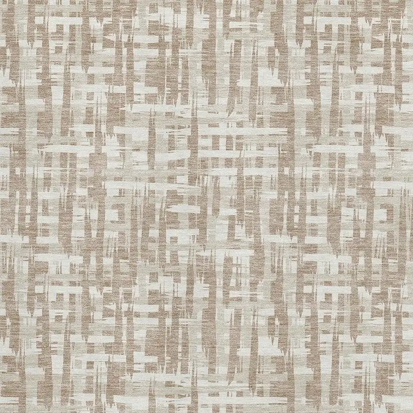 Tan Beige And Ivory Abstract Geometric Washable Area Rug With UV Protection Photo 2