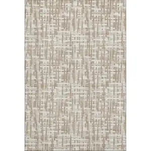 Photo of Tan Beige And Ivory Abstract Geometric Washable Area Rug With UV Protection