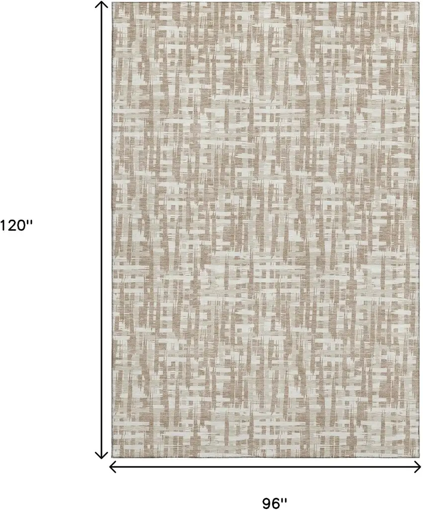 Tan Beige And Ivory Abstract Geometric Washable Area Rug With UV Protection Photo 8